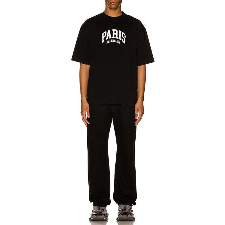 Balenciaga Cities Paris T-Shirt Medium Fit 'Black' Men's 612966TLVL71070