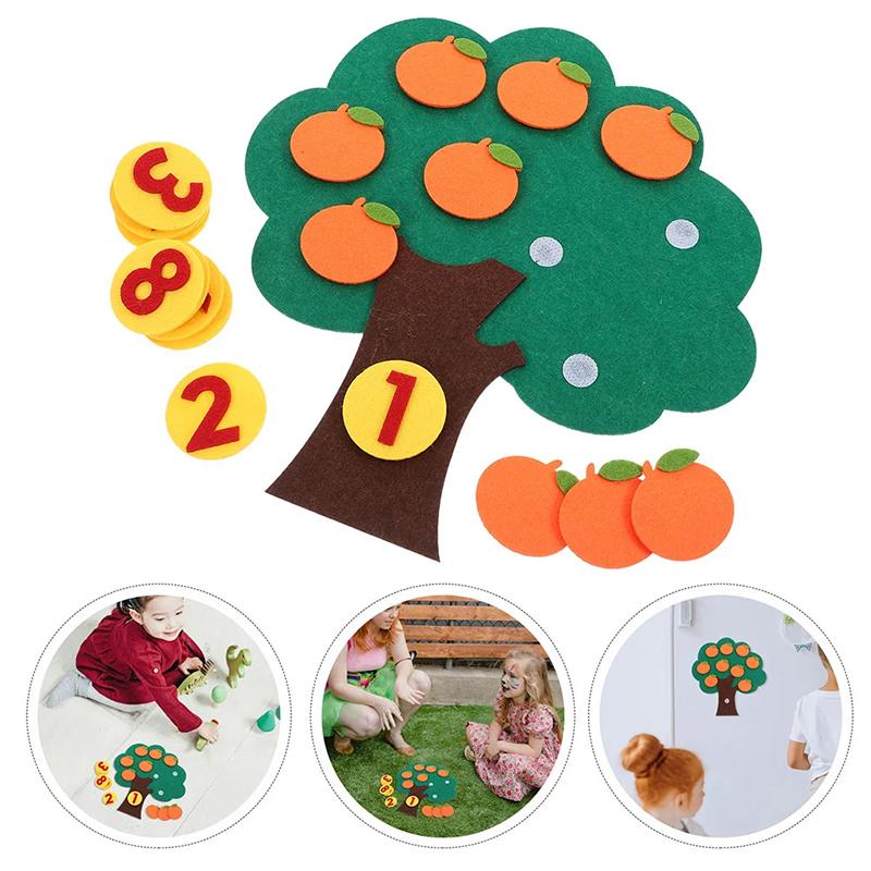 Children Jigsaw Puzzle Felt Non-woven Fruit Tree Digital Montessori Toys Early Childhood Intellectual Education Baby Toys TMZ