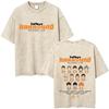 Gewaschenes Vintage Anime Haikyuu KARASUNO Merch T-Shirt Herren Cartoon Manga Oversized T-Shirt Herren Sommer Lässige Kurzarm-T-Shirts