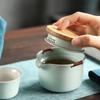 Ceramic Quick Tea Cup One Pot Two Cups Ceramic Portable Storage Bag Kung Fu Tea Set