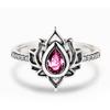 Aesthetic Lotus Flower Rings with Water Drop CZ Exquisite Women Finger-rings Fancy Anniversary Gift New Trendy Jewelry