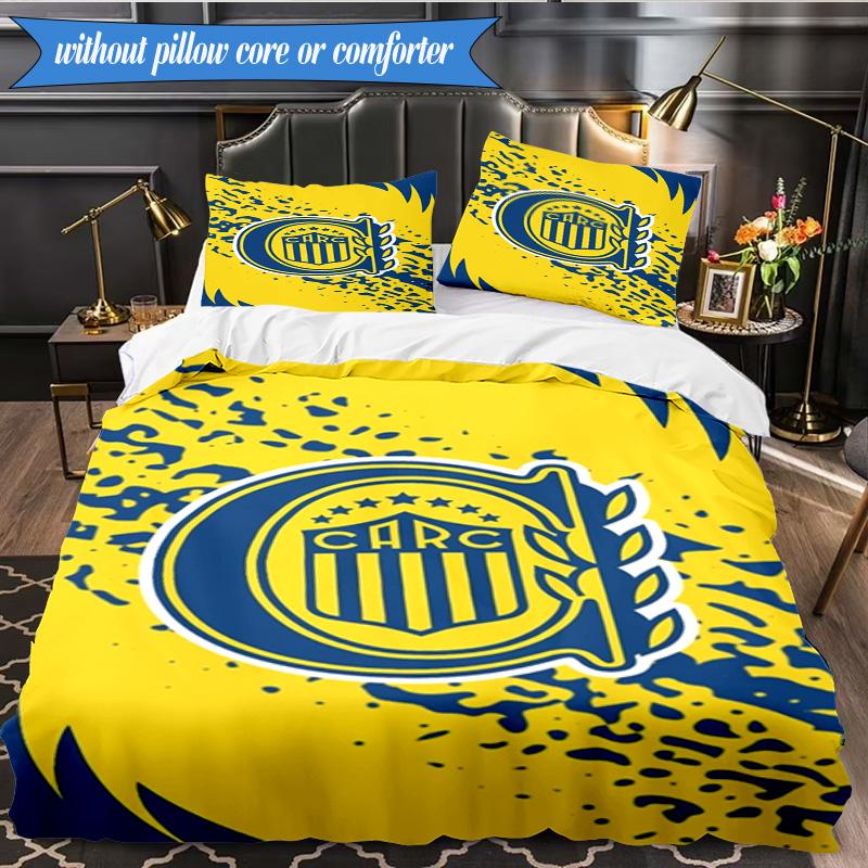 Rosario Central Crest 3pcs Bedding,Including 1pc Duvet Cover And 2pcs Pillowcases Perfect for Christmas,Ideal for Bedroom, Dormitory