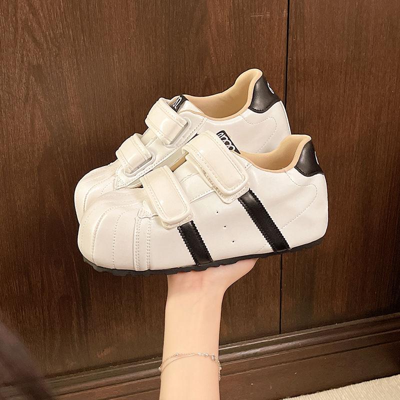 Velcro Ugly Cute Shell Head German Training Bread Shoes Women's New Versatile Inner Height Increase Casual Sports Small Board Shoes