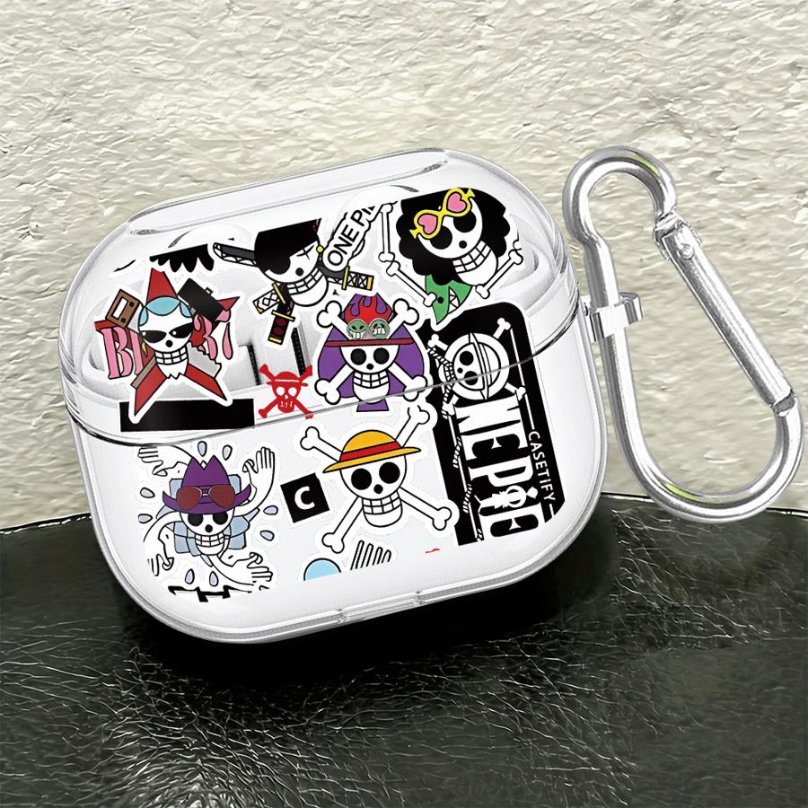 Case For Samsung Galaxy Buds 4 Pro 2Pro Live 4Pro 3 FE 3Pro 2 Clear Earphone Cases Cover With Hook One P-Piece Zoro Luffy Logo