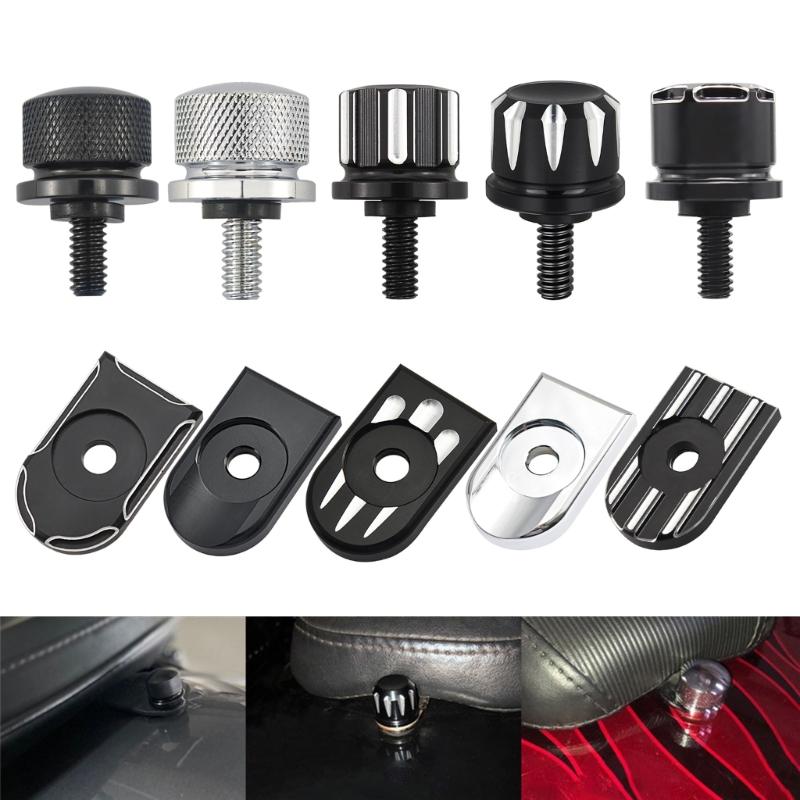 Seat Bolt Tab Screw Mount Knob Cover Metal Alloy Quick-Release Hardware Kit Black Knurled Billet Aluminum for 1996-2022