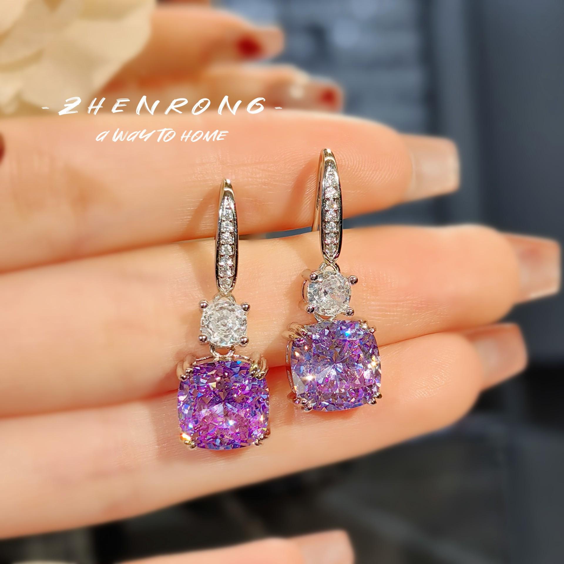 

Роскошные серьги «Птичье гнездо» с кунцитом и крючками с бриллиантами высокого углерода гусино-желтого цвета для женщин