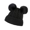 Winter Double Fur Ball Woolen Hat for Women Korean Style Solid Color Cute Fashionable Cold Proof Hat Warm Knitted Hat