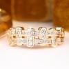 Stylish Gold Color Chain Shape Zircon Band Ring for Women Wedding Banquet Daily and Party