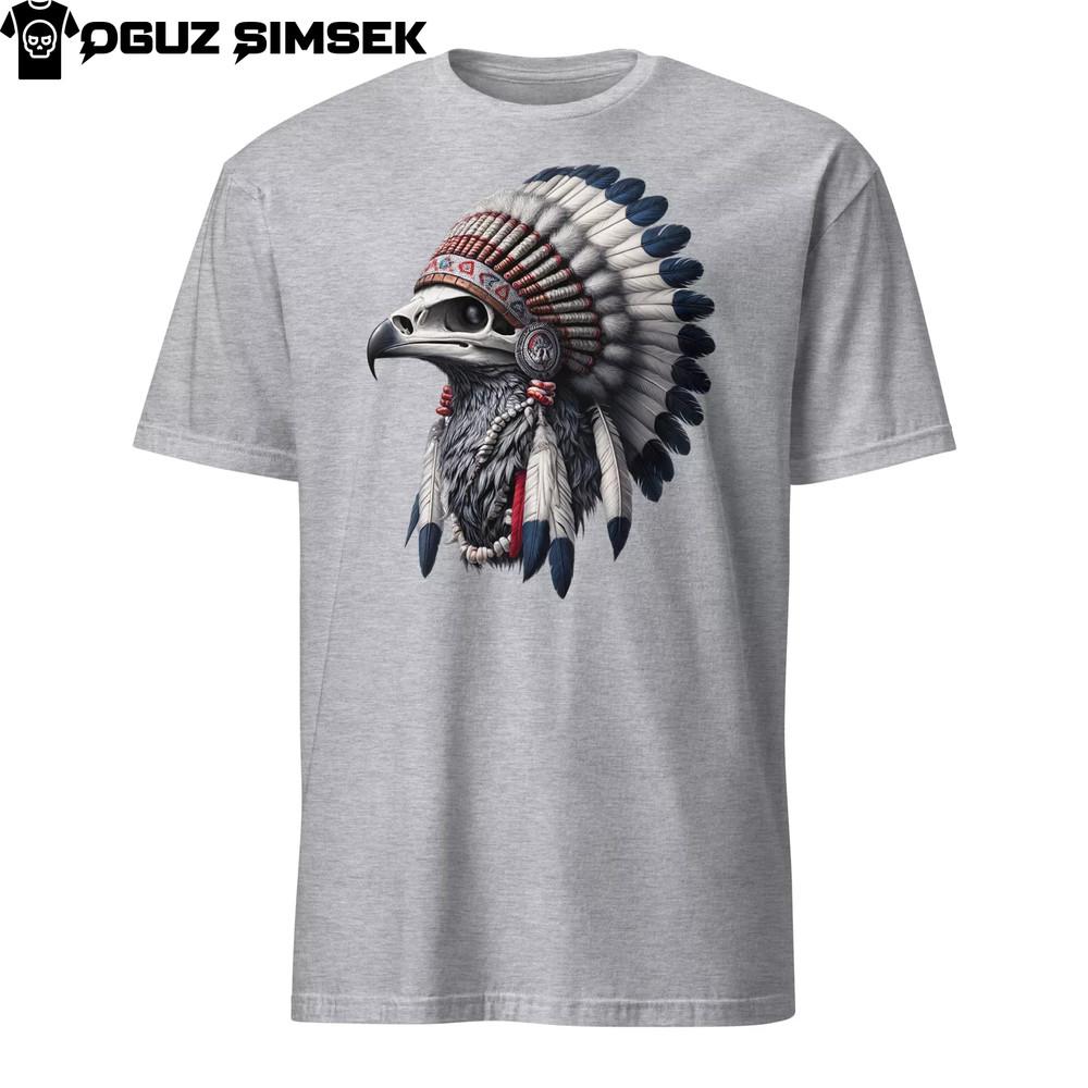 

Fly High in Style: Majestic Eagle Skull Headdress Unisex Tee! XL