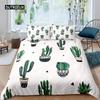 Cactus Duvet Cover Set King Size Hand Painted Style Bedding Set Nature Art Prints Comforter Cover Green Plant Cactus Quilt Cover