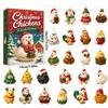 2026 Christmas Countdown Calenda, 24 Farm Chick-Themed Acrylic Christmas Tree Blind Box Ornament,Holiday Gift for Christmas