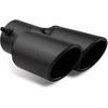 Car Exhaust Pipe, Stainless Steel Straight Inlet Double Outlet Tailpipe with Bolts, Durable 2.5" Bevel Port Exhaust Tip, Universal Modification