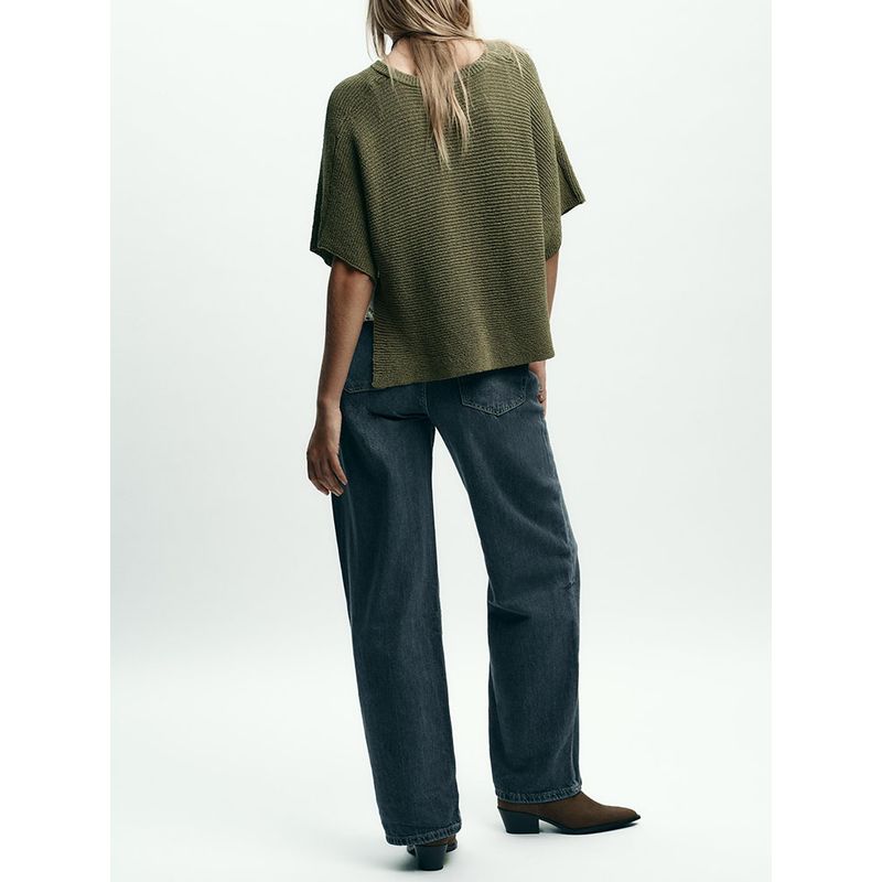 Za2025 Autumn New Women clothes Versatile Short sleeve Patchwork off-Neck Short sleeve Knitwear 2756134 505