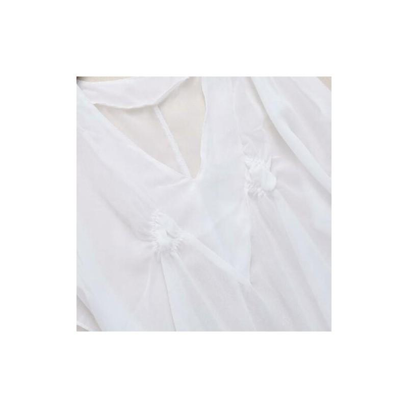 Elegant And Stylish Fashion Women Chiffon Bikini Cover Up Perspective V-neck Swimsuit Beach Dress