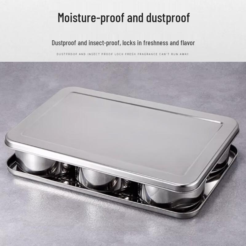Yingbai Stainless Steel 6-Compartment Seasoning Box Set