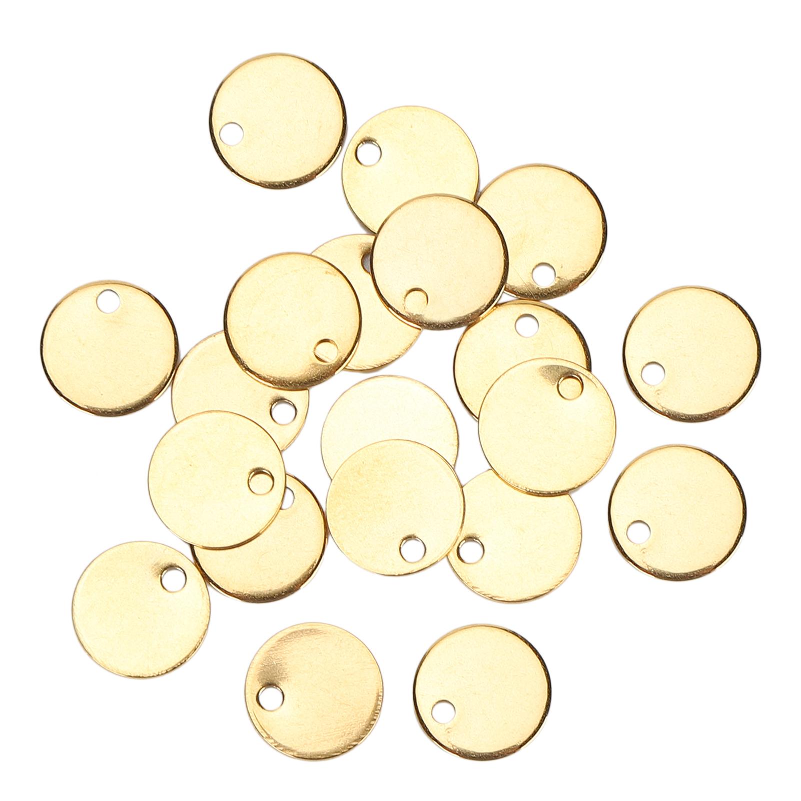 20 шт. Подвески из нержавеющей стали, круглые, DIY, жетоны для собак с отверстием, аксессуары для изготовления ювелирных изделий, золото 10 мм