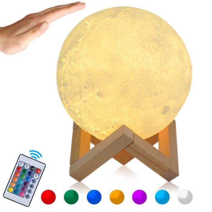 

Lampe de nuit - GEEDIAR - Lampe Lune 3D - 15CM - Télécommande - Multicolore