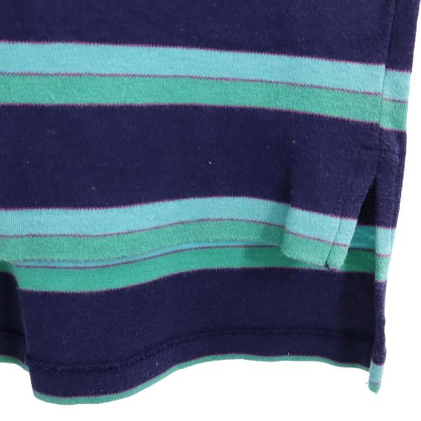 Yves Saint Laurent Border Pattern Short Sleeve Polo Shirt L Navy System Men's Used