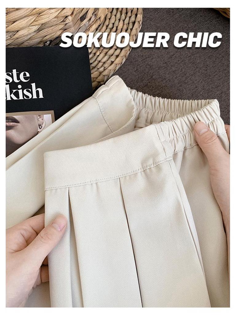 Högkvalitativ medellång plisserad A-linjeformad kjol med resår i midjan för kvinnor - Mångsidig höst/vinterstil