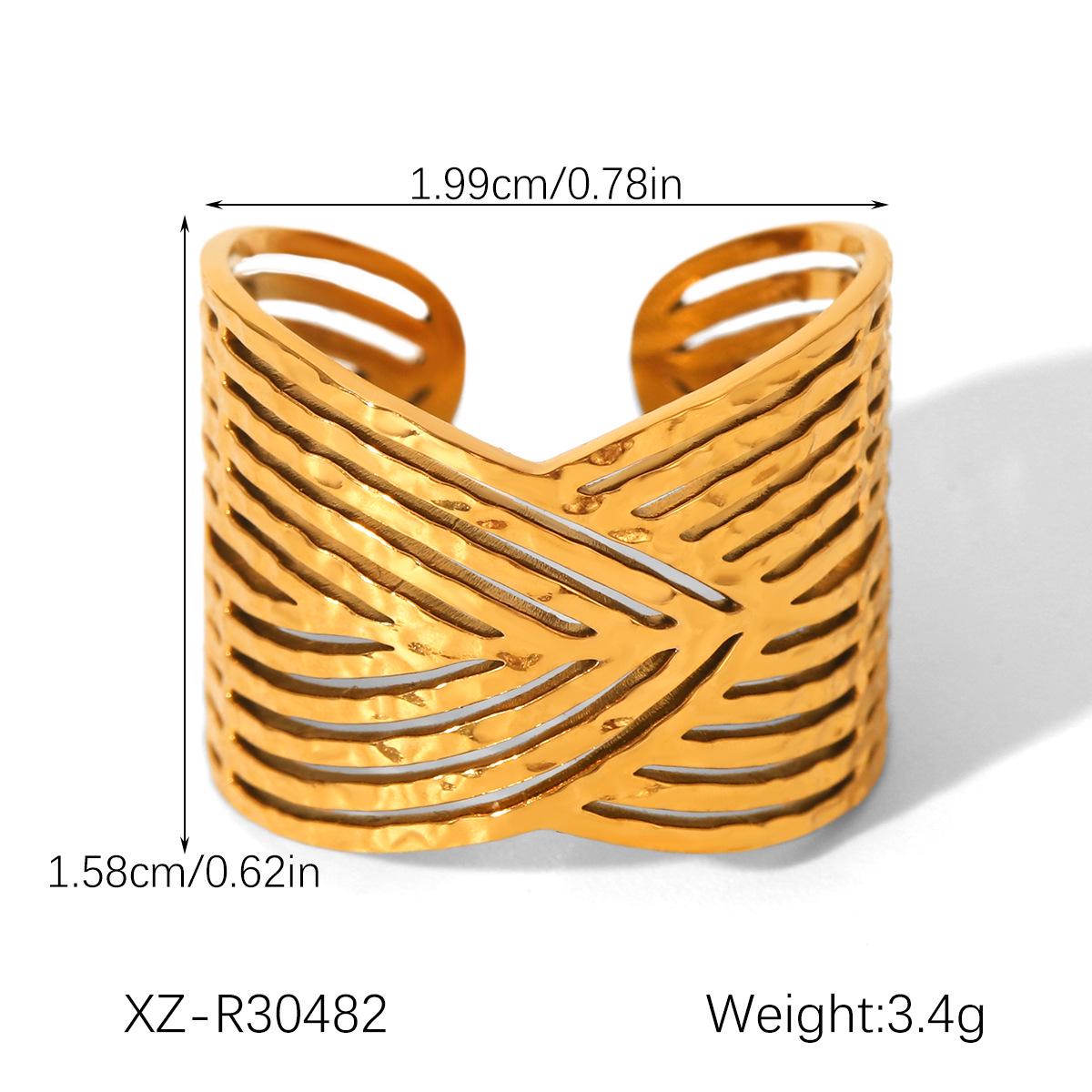 

Adjustable Wide Band Stainless Steel Retro Ring for Women