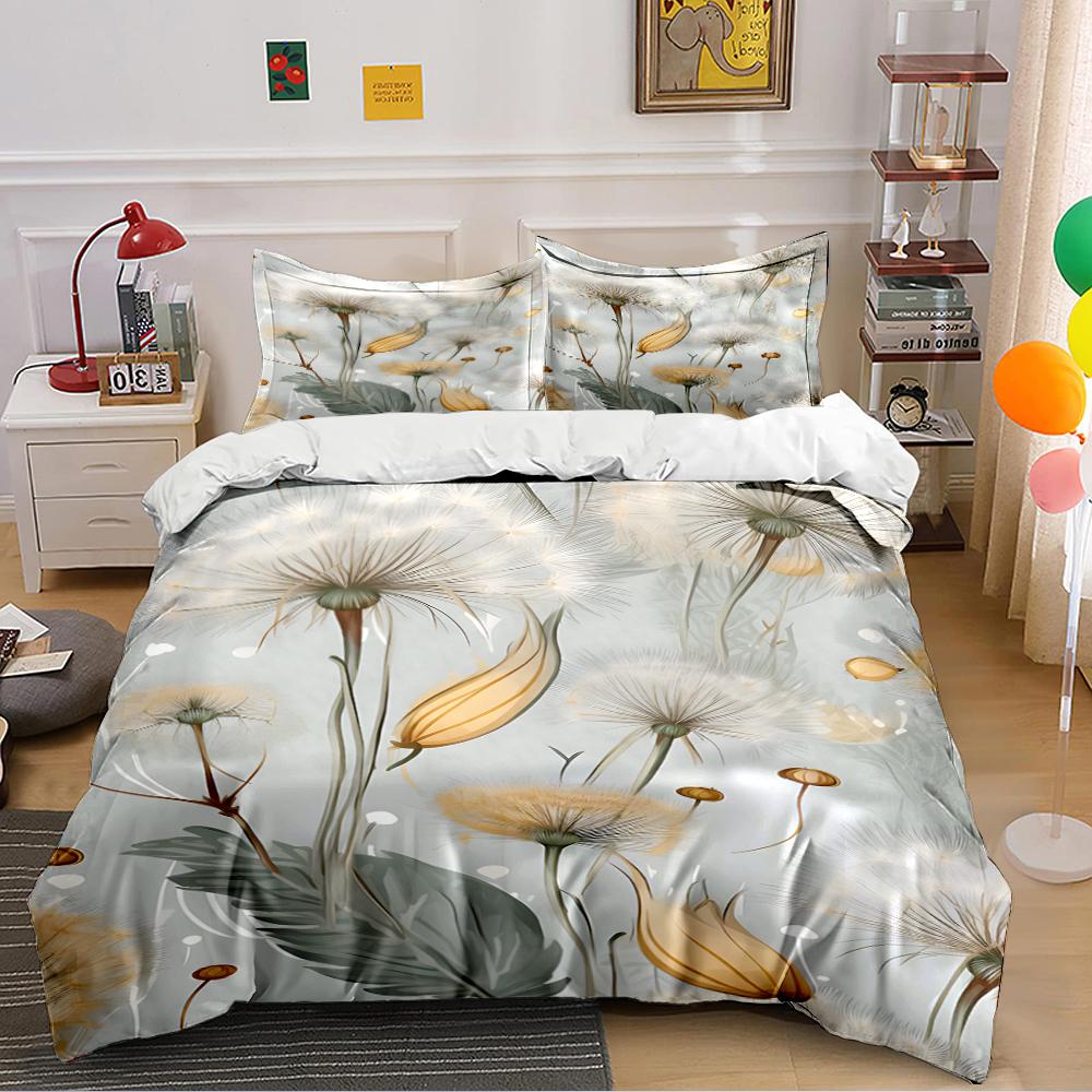 Dandelion Print Bedding Set Bedding Set (1 Duvet Cover, 2 Pillowcases, Duvet Not Included)