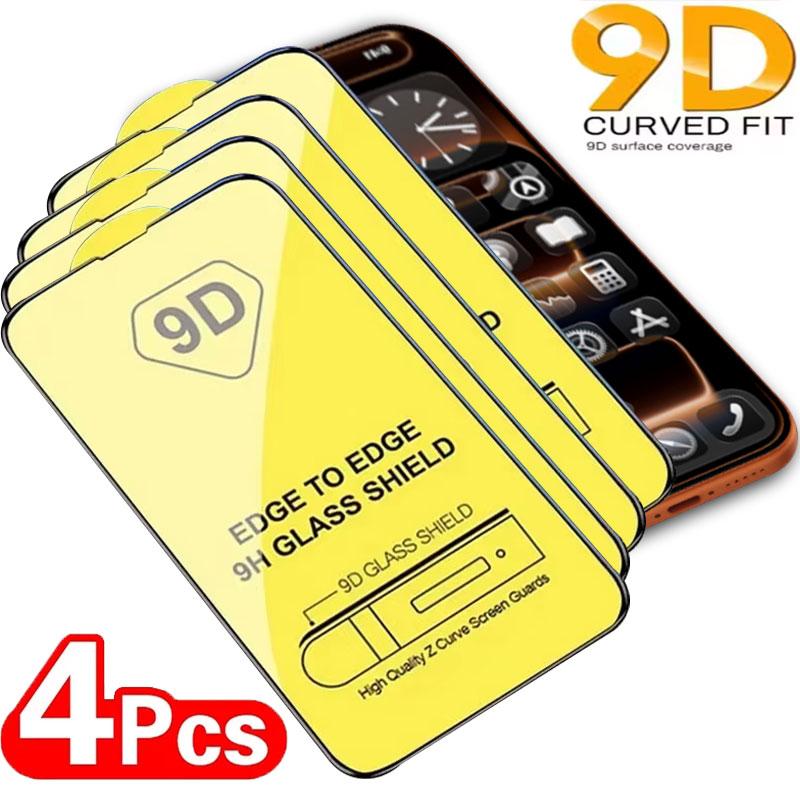 4PCSPara Iphone 17 Pro Max 9d Vidro Temperado Para Iphone17 Ar 15 14 13 12 11 16 Pro Max Plus Cobertura Completa 9h Protetor De Tela De Vidro