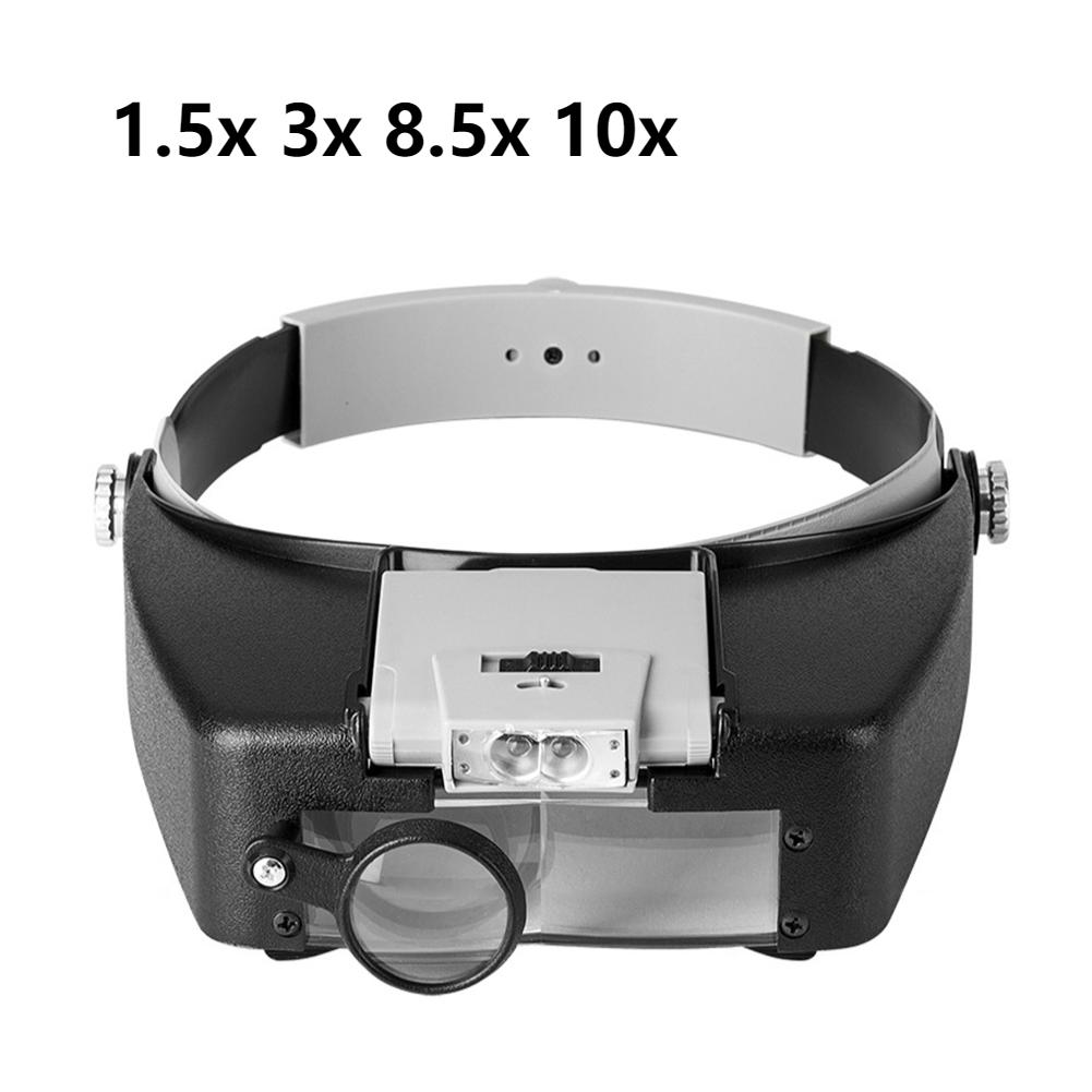Electronic Welding Magnifying Glass USB Rechargeable with LED Light Helmet Magnifier Hands Free Head Mounted Magnifying Glasses