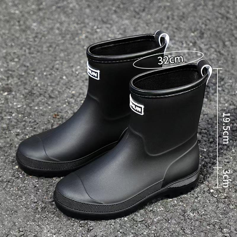 New short rain shoes women's rubber shoes wear non-slip water boots thick-soled water shoes velvet short rain boots