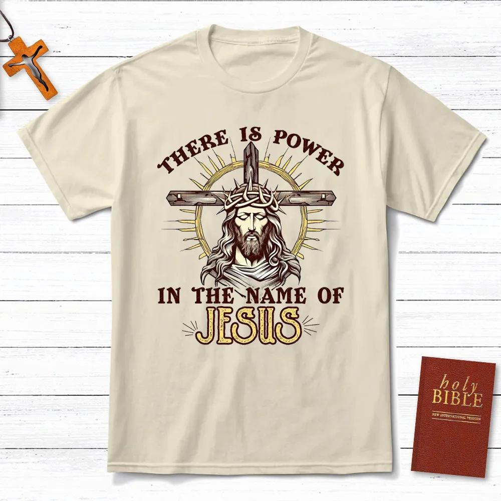 There Is Power In The Name of Jesus TShirt Mens and Womens Short Sleeve Cotton Tees Men Clothing Summer Blouse Oversize Tops