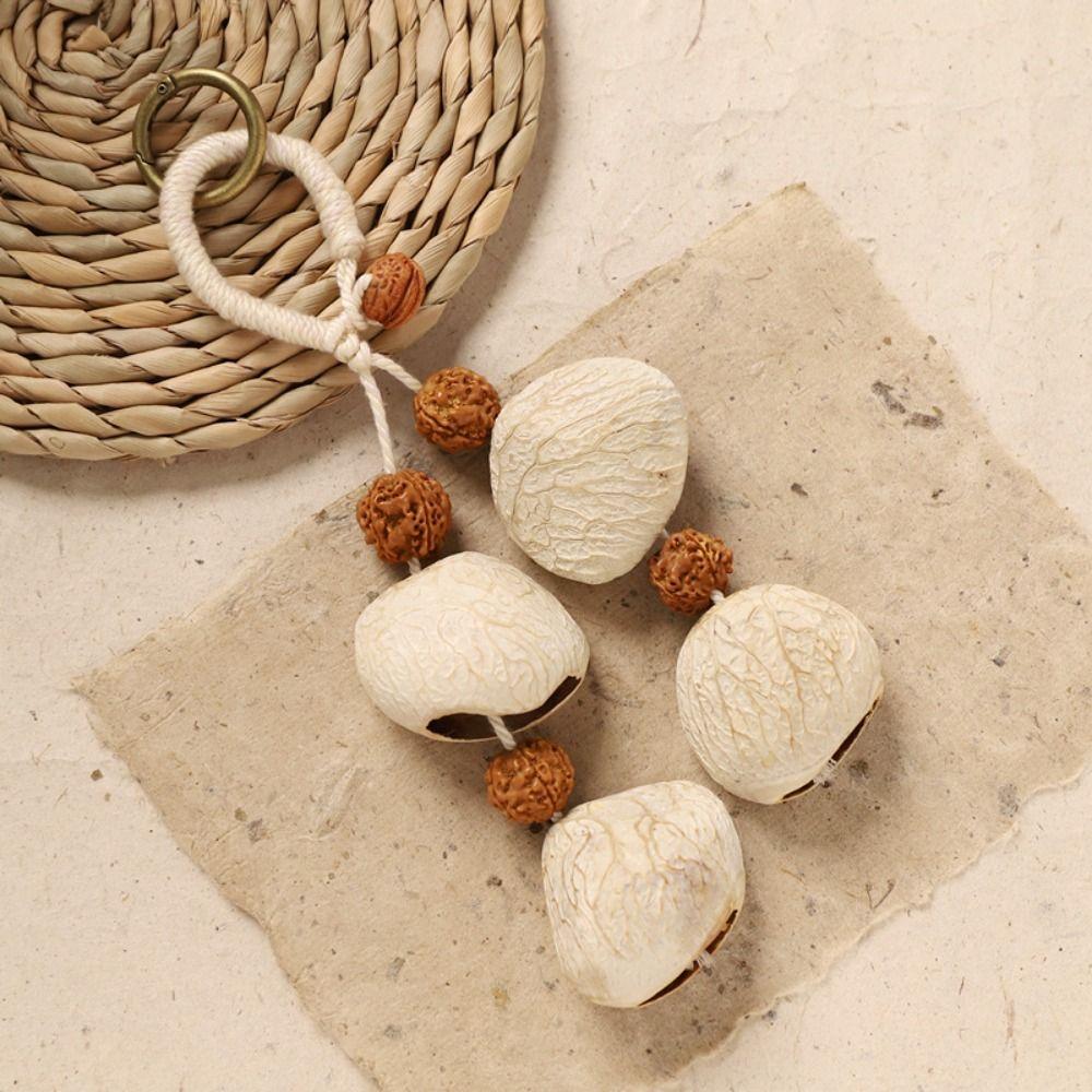 Sound Heal Natural Fruit Shell Keychain Handmade Bohemian Style Hand-Cranked Wind Chime Gift DIY Fruit Shell Wind Chime Ornament