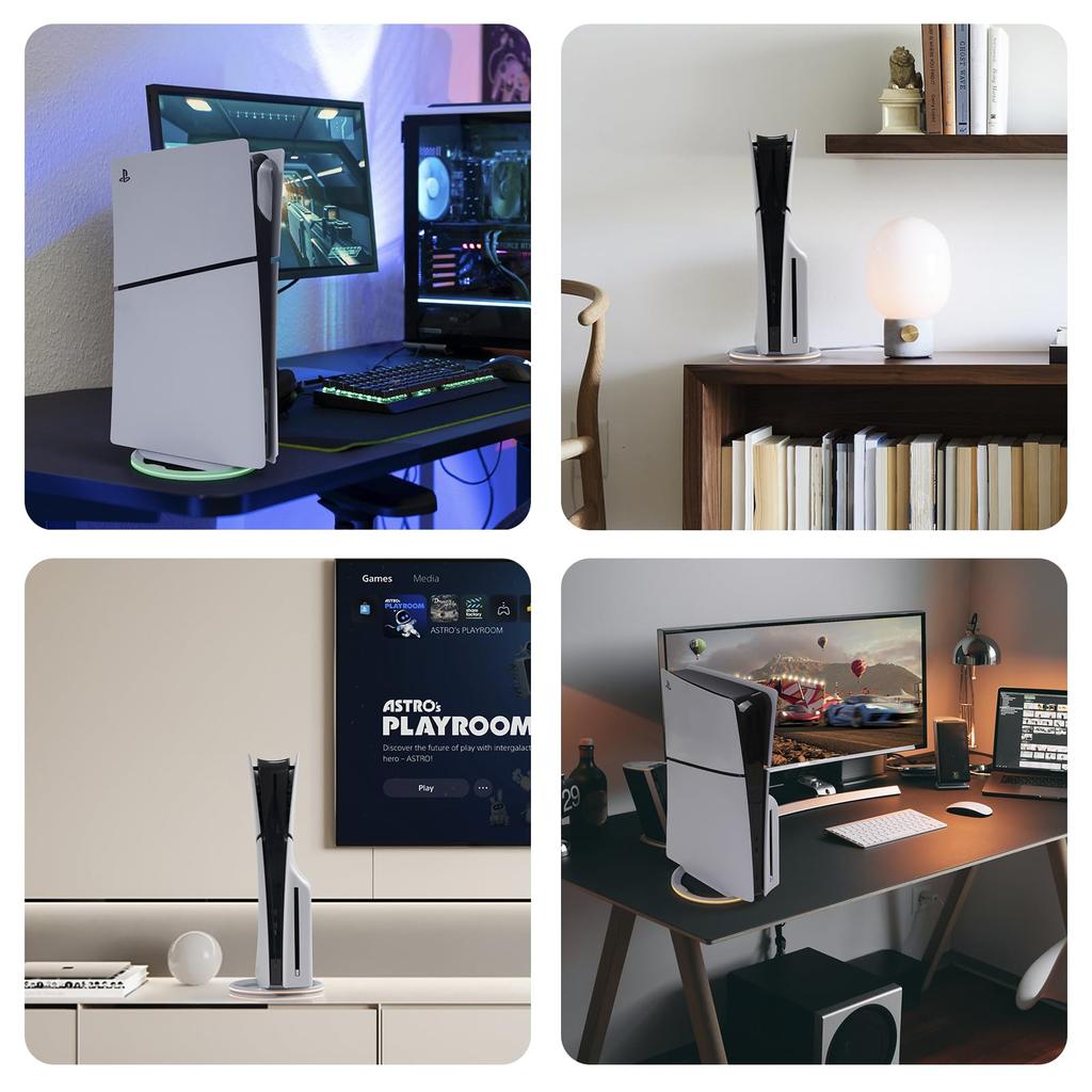 PS5 Vertical Stand for PS5 Pro and Improved Heat Compatible with the New PS5 Peripherals with All PS5 White L'QECTED Pro/PS5 Slim/PS5 (with screws)
