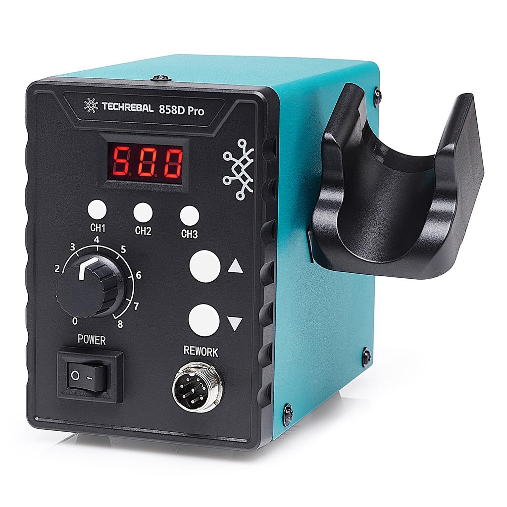 Techrebal 858D Pro Hot-Air Soldering Station + Pp Black Solder 100G + Butt Nozzle