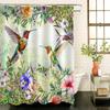 1pc Shower Curtain - Vibrant Hummingbirds In a Garden of Tropical Flowers and Lush Greenery Design Waterproof