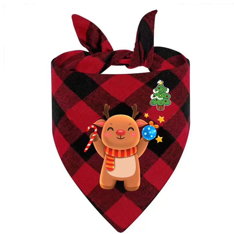 Customizable Plaid Christmas Pet Scarf - Personalized Triangle Bib for Dogs and Cats