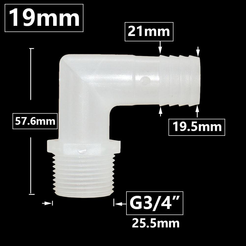6/8/10/12/14/16/18/20mm Hose Elbow Connector To 1I2 3/4 Inch Male Thread 90 Degrees Barb Fittings Irrigation System Pipe Coupler