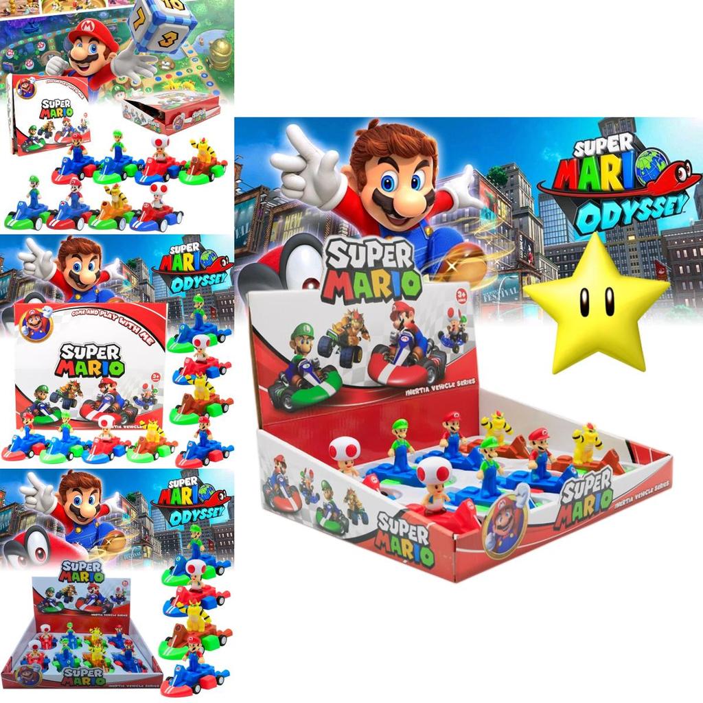 Super Mario Rückzieh-Kart Spielzeugmodell Displaybox Interaktives Rennauto für Kinder