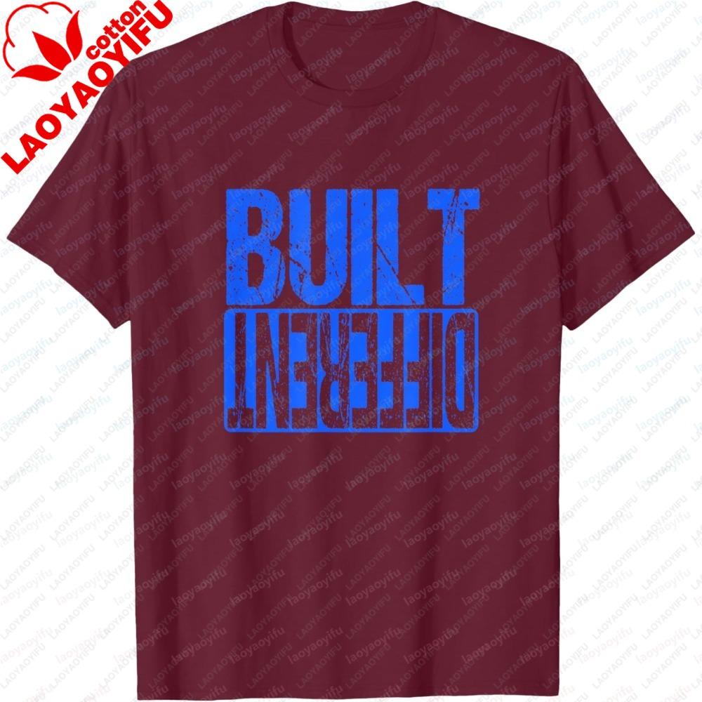 Unisex Fashion Summer Short Sleeve TShirt Blue Color Built Different Graphic Design Casual Stylish Daily Wear Breathable Tee Top S