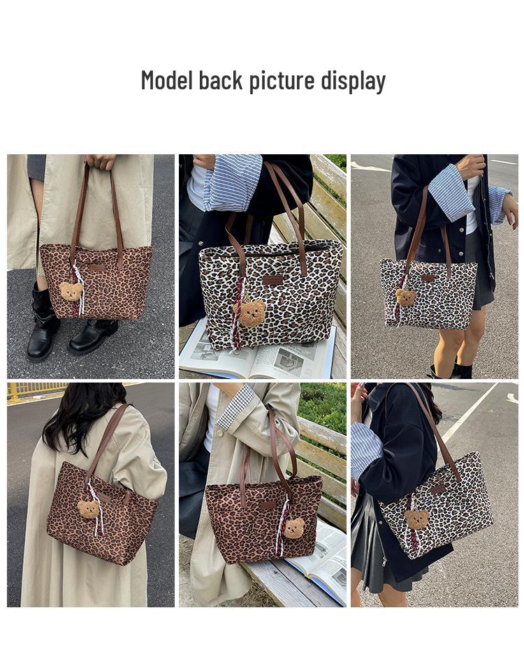 Leopard Print European Retro Tote Bag: Fashionable, Versatile, Large-Capacity Shoulder Handbag for Women