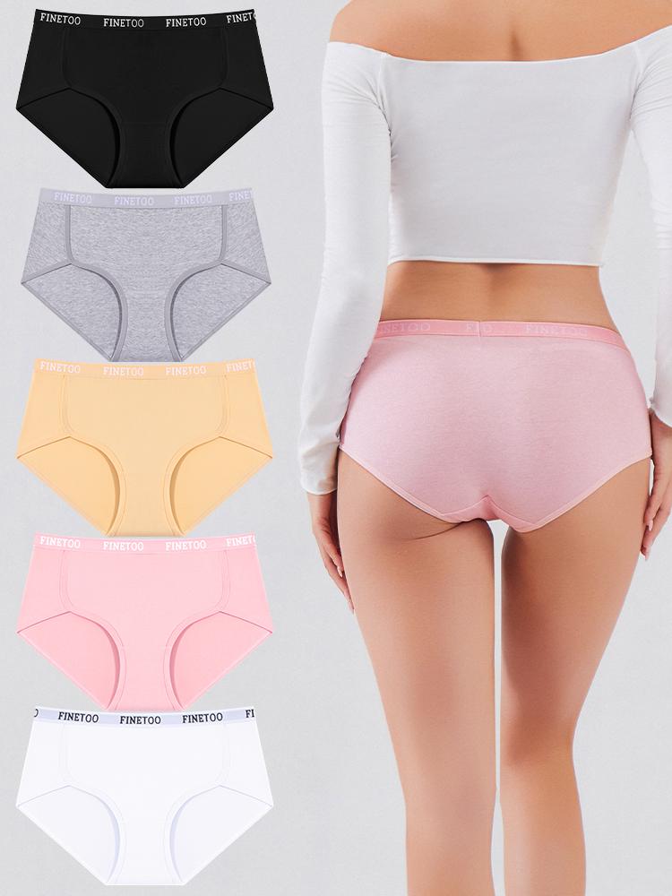 5Pcs/Set Women's Cotton Briefs Letter Belt Panties Seamless High Waist Breathable Underwear Female Stretch Comfortable Lingerie