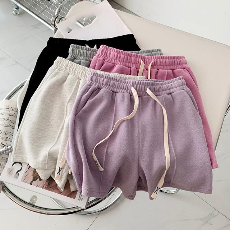 Summer Shorts Women Elasticity Lovely Girls Korean Style Sweet Students Harajuku Simple Pure Gray Trousers Female