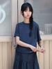 Vincent Navy Vincent Tiered Short Sleeve Dress