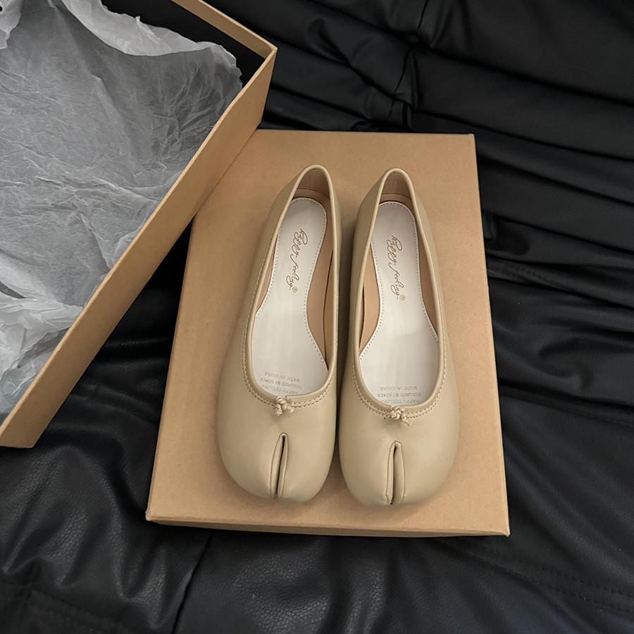 

Bailamos Женские балетки Таби Ниндзя Круглый Разделенный Носок Неглубокие Женские Одинарные Туфли Ленивые Слипоны Слингбэки Мюли Кожаные Туфли Мягкие Лоферы 40 абрикосовый