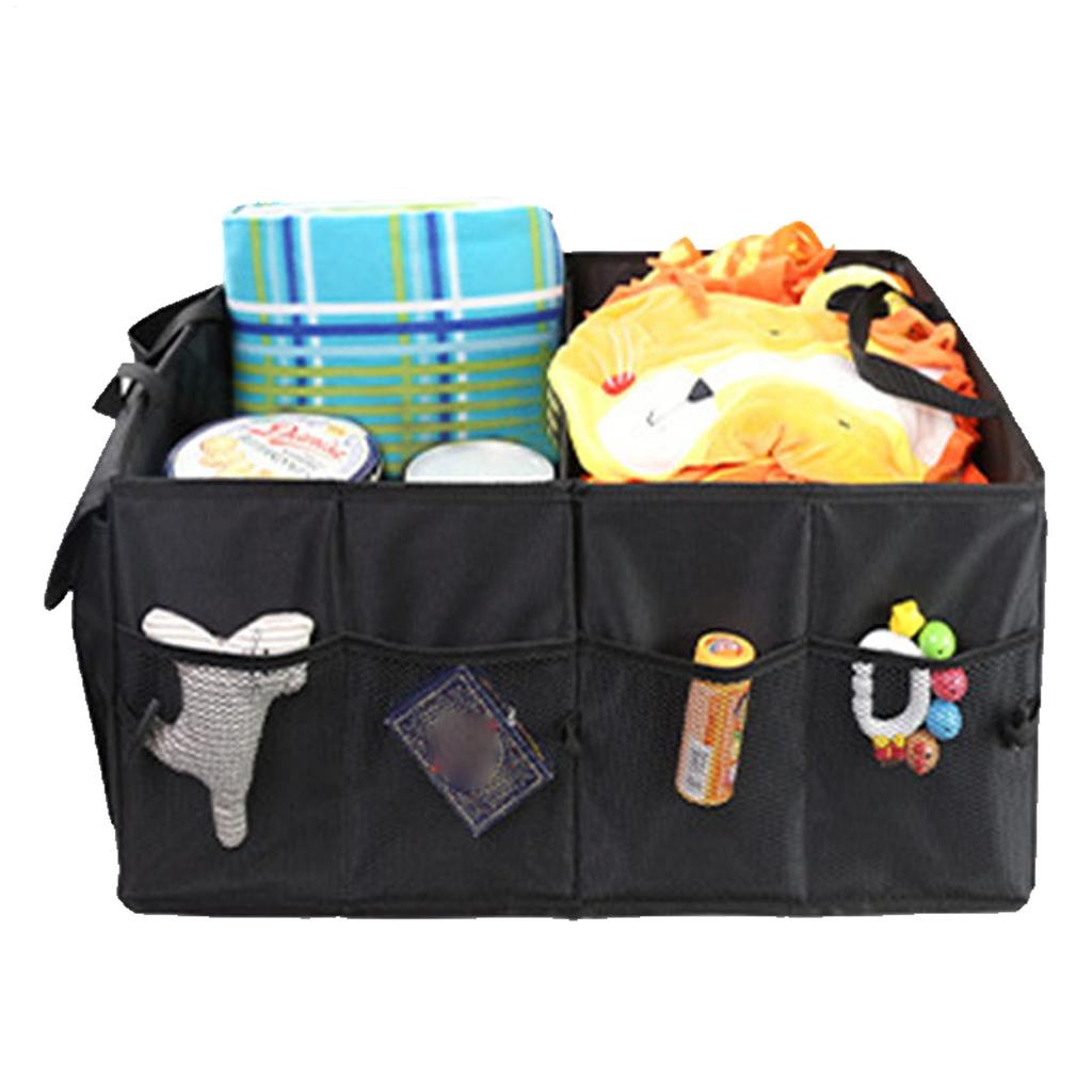 60 L Portable Folding Car Trunk Storage Box 600D Oxford Cloth Multifunctional Car Trunk Storage Box With Partition And Handle