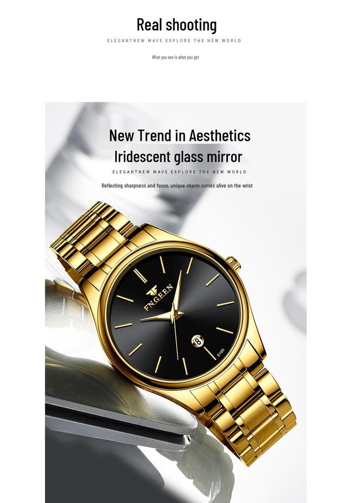 Fengzun Ultra-Thin Black Quartz Mesh Strap Waterproof Men's Watch