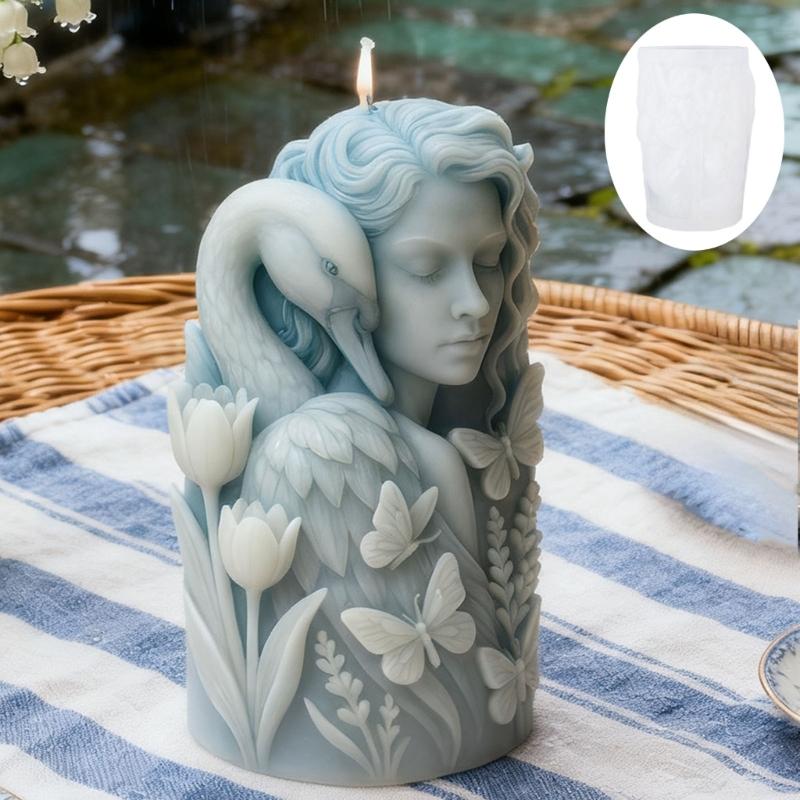 Sturdy Silicone Cygnus Girl Candle Mould for Creating Elegant Christmas Decorations and Gift
