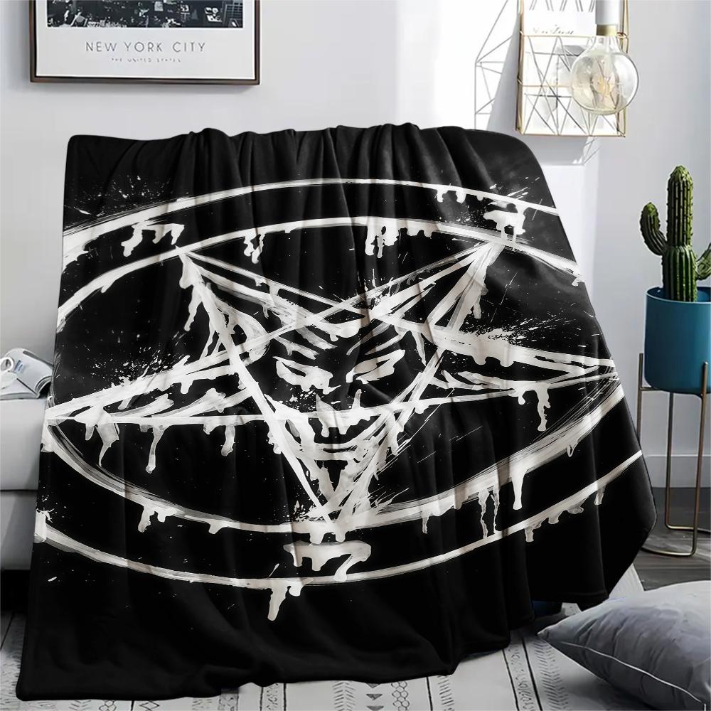 1PC Satan Symbol Print Flannel Blanket, High quality All Seasons, Home Decor, Warmth and Comfort, Perfect for Christmas Gifts
