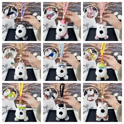 West Highland Scribbled Puppy Plush Doll Colorful Rope Hanging Keychain Bag Doll Hanging Children's Gift