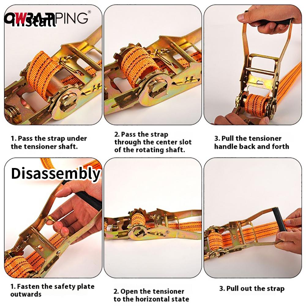 Car Tie Down Straps Truck Straps Wear-Resistant Thickened Self-Locking Rope Tightener Heavy Duty Cargo Straps Car Accessories
