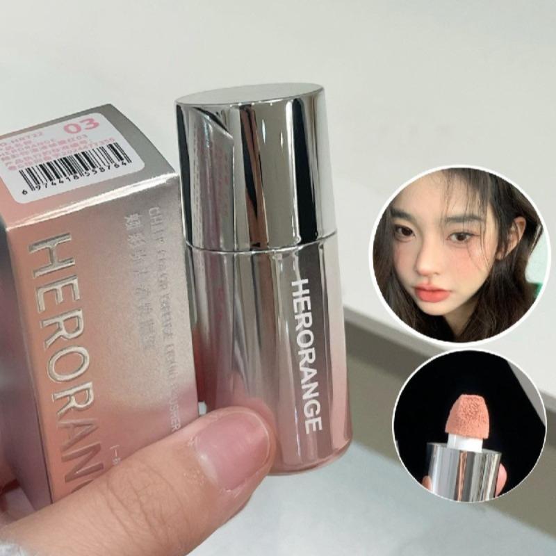 HERORANGE Cheek Color Diffuse Liquid Blusher, Natural Lightweight Liquid Blush with Sponge Applicator, Blendable Cream Blush for Face Makeup