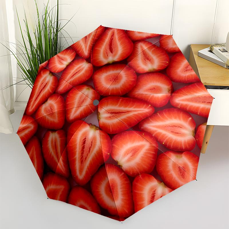 1 PC Automatic Folding Umbrella -Some fruitsPattern,Portable & Foldable Design with 8 Ribs,Christmas Birthday Gifts